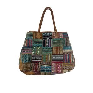 Vintage Addiction Boho Patchwork Tote Bag  Multicolor